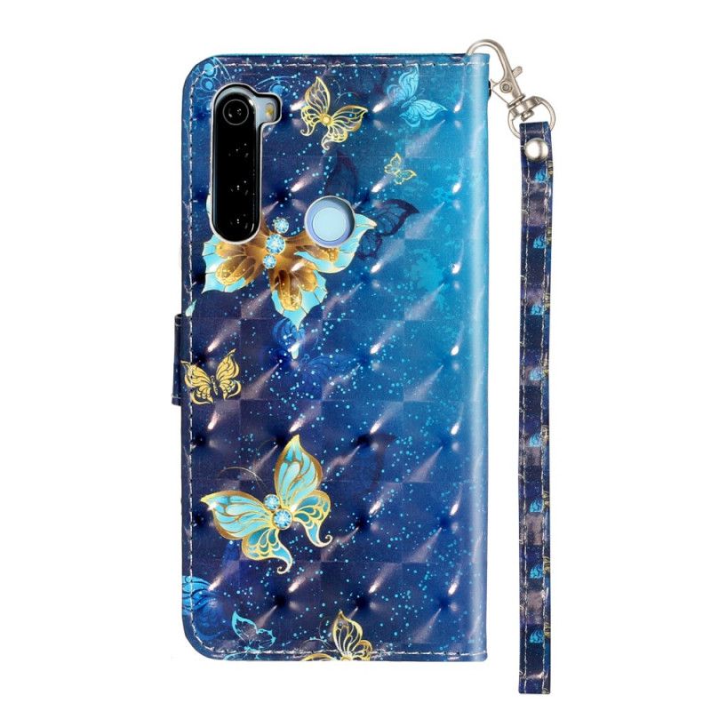 Housse Xiaomi Redmi Note 8t Light Spot Papillons Avec Lanière