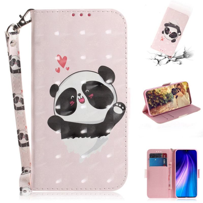 Housse Xiaomi Redmi Note 8t Panda Love À Lanière