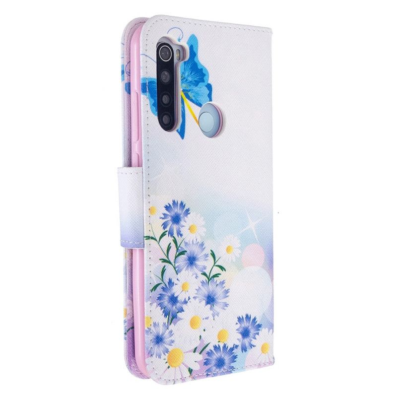 Housse Xiaomi Redmi Note 8t Papillons Et Fleurs Peints