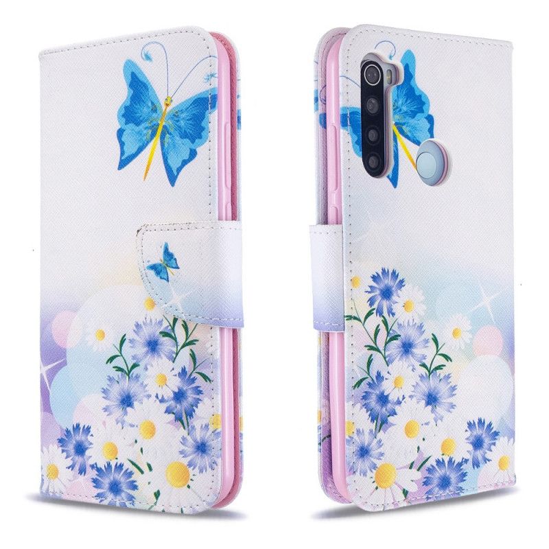 Housse Xiaomi Redmi Note 8t Papillons Et Fleurs Peints