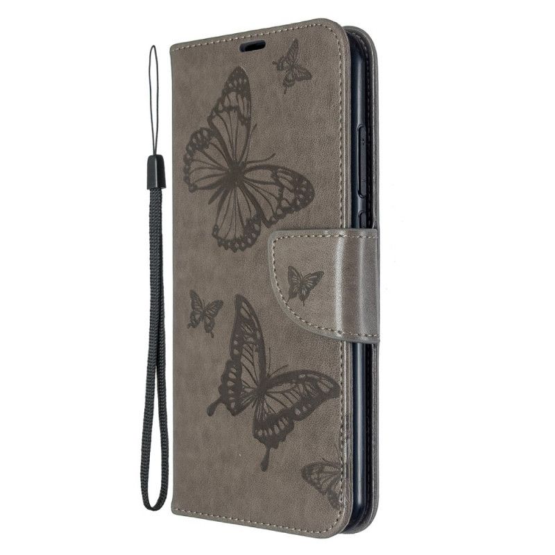 Étui Housse Xiaomi Redmi Note 8t Papillons Imprimés À Lanière