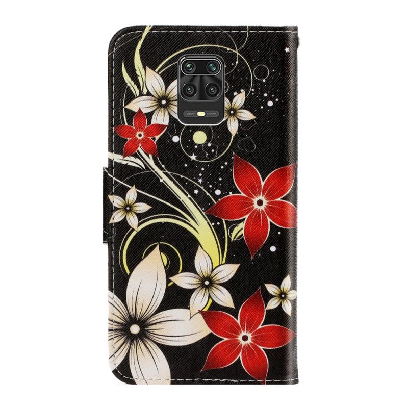 Housse Xiaomi Redmi Note 9 Pro Fleurs Colorées À Lanière