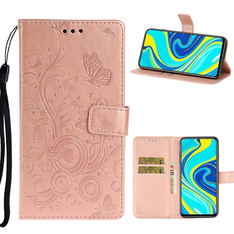 Housse Xiaomi Redmi Note 9 Pro Papillons Dans Les Fleurs