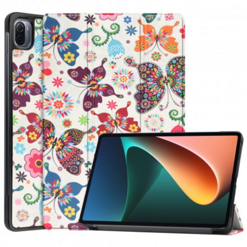 Smart Case Coque Xiaomi Pad 5 Porte-stylet Fleurs Vintages