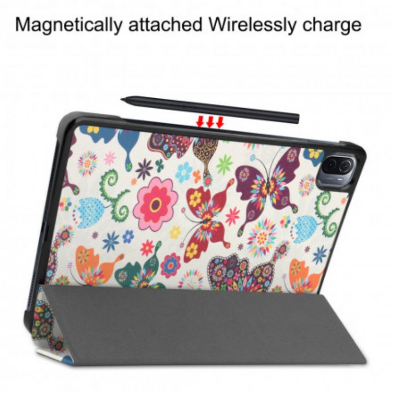 Smart Case Coque Xiaomi Pad 5 Porte-stylet Fleurs Vintages